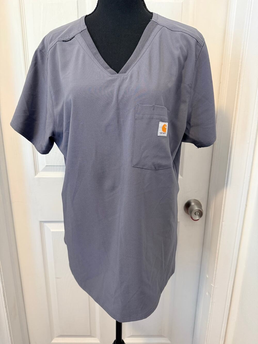 Carhartt Women's Force Cross-Flex Tuck-In Scrub Top - Gray - Size L